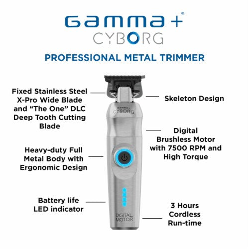 Gamma+ Cyborg Cordless Metal Trimmer