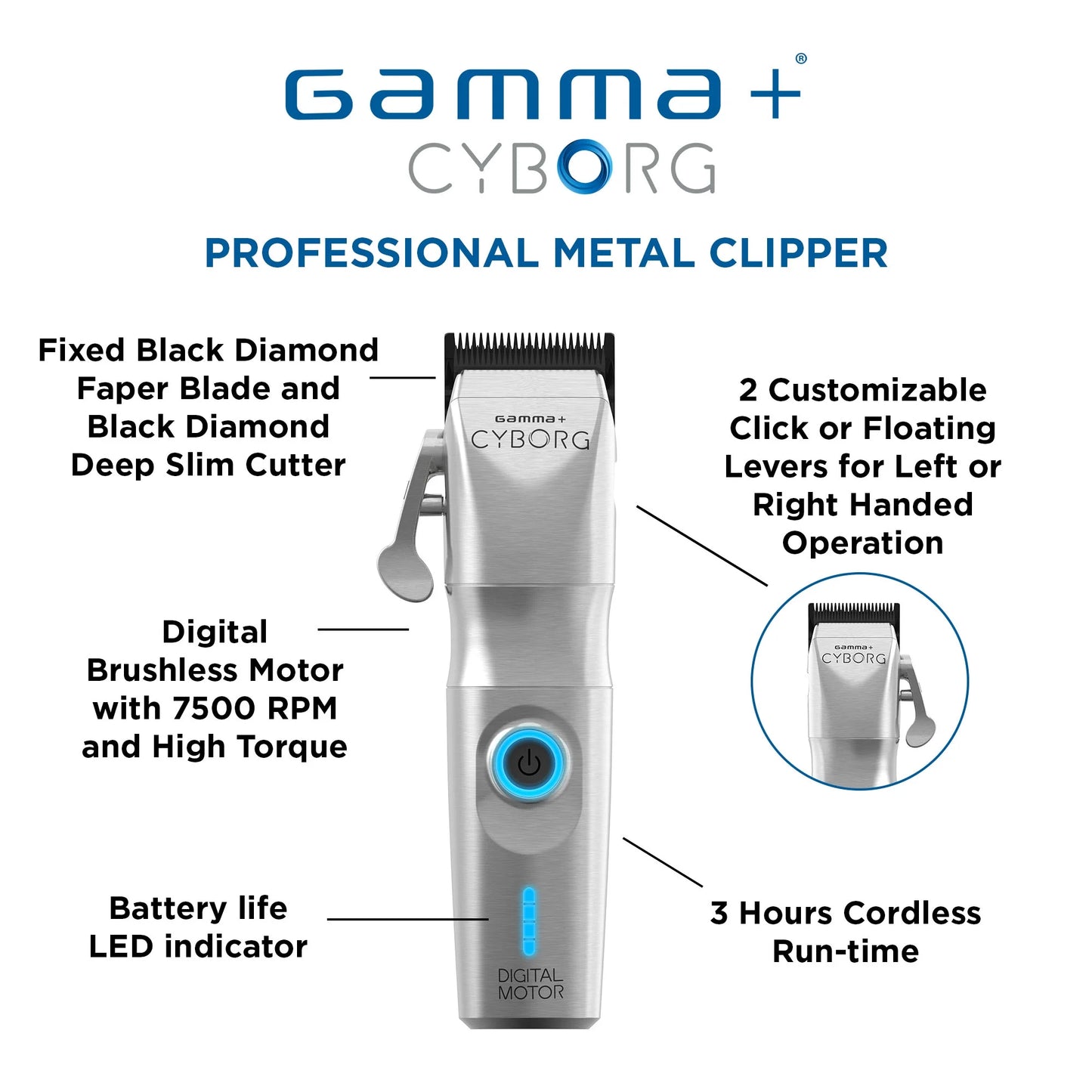 Gamma+ Cyborg Cordless Metal Clipper