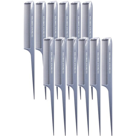 Krest Virgomate #551 Extra-Fine Tooth Rattail Combs (One Dozen / Silver)