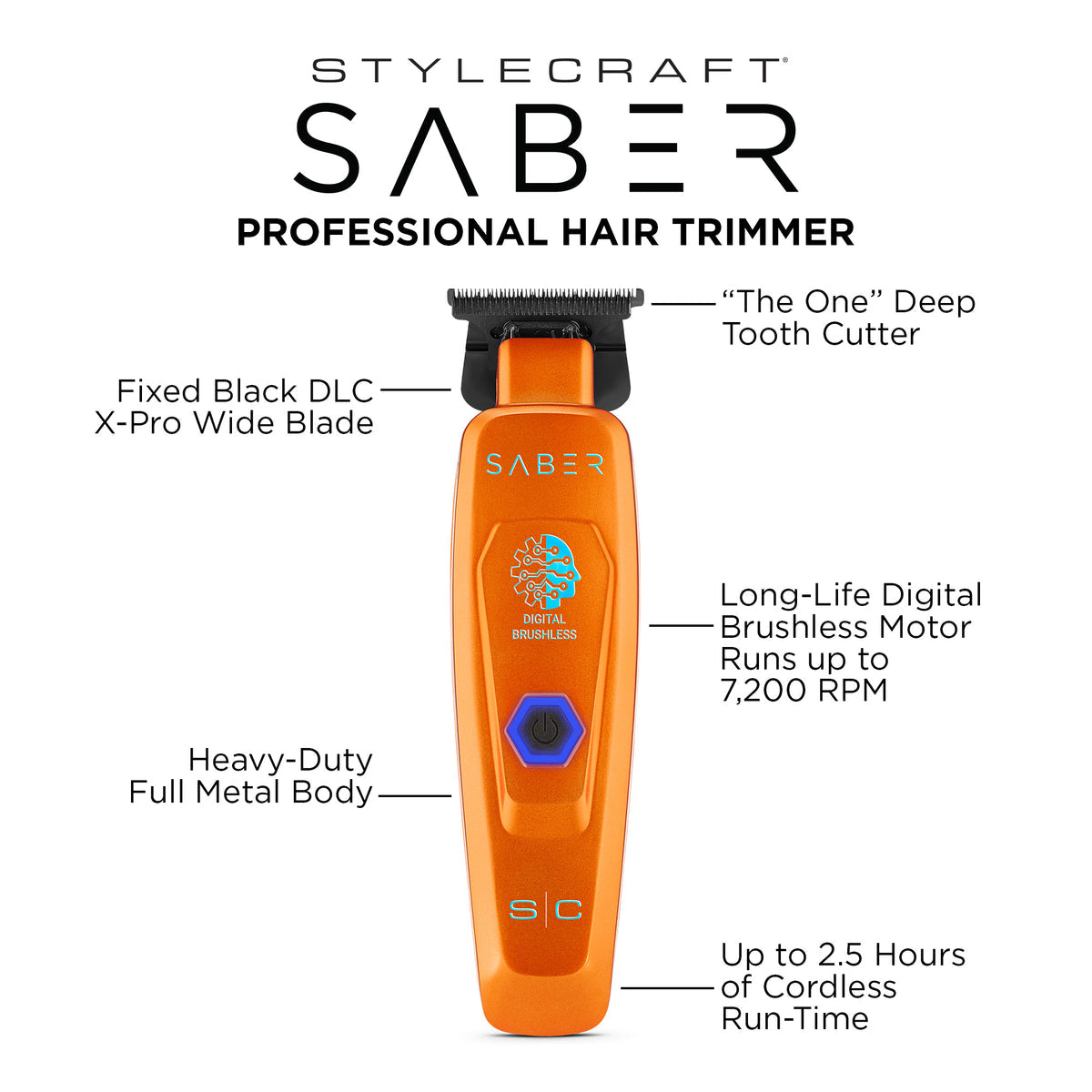 StyleCraft Saber Cordless Digital Brushless Motor Trimmer