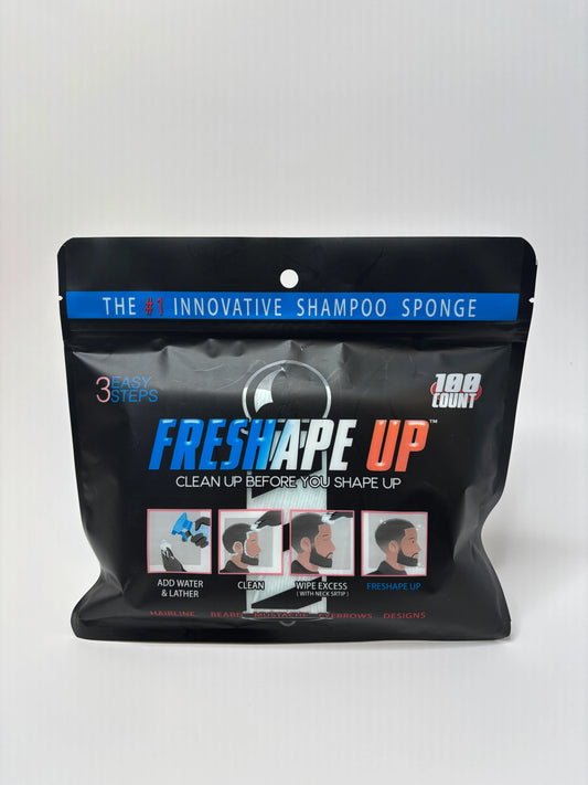 Freshape Up 100 Packs – Barber Shampoo Infused Sponges for Hairline Cleaning (No Rinse)