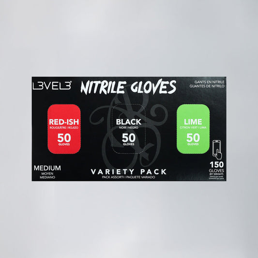 Level3 L3 Nitrile Gloves Variety Pack (Red-ish/Black/Lime)